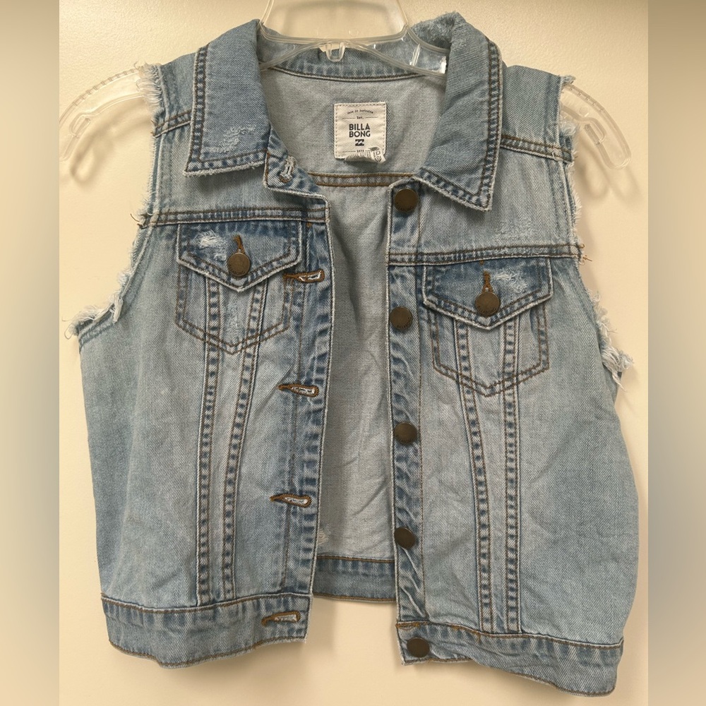 Distressed denim billabong vest